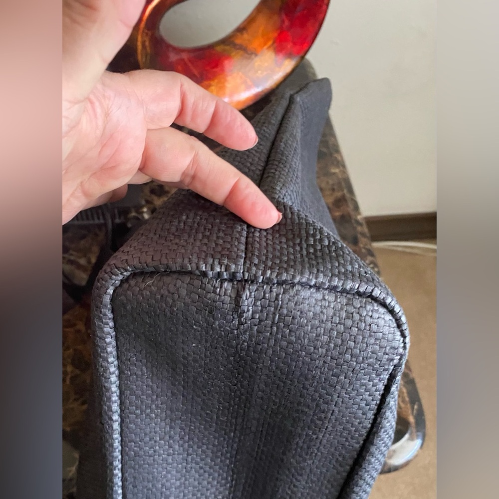 EUC - Kate Spade ♠️ New York Black Raffia Large Tote Bag With Ring Handles - Picture 10 of 13